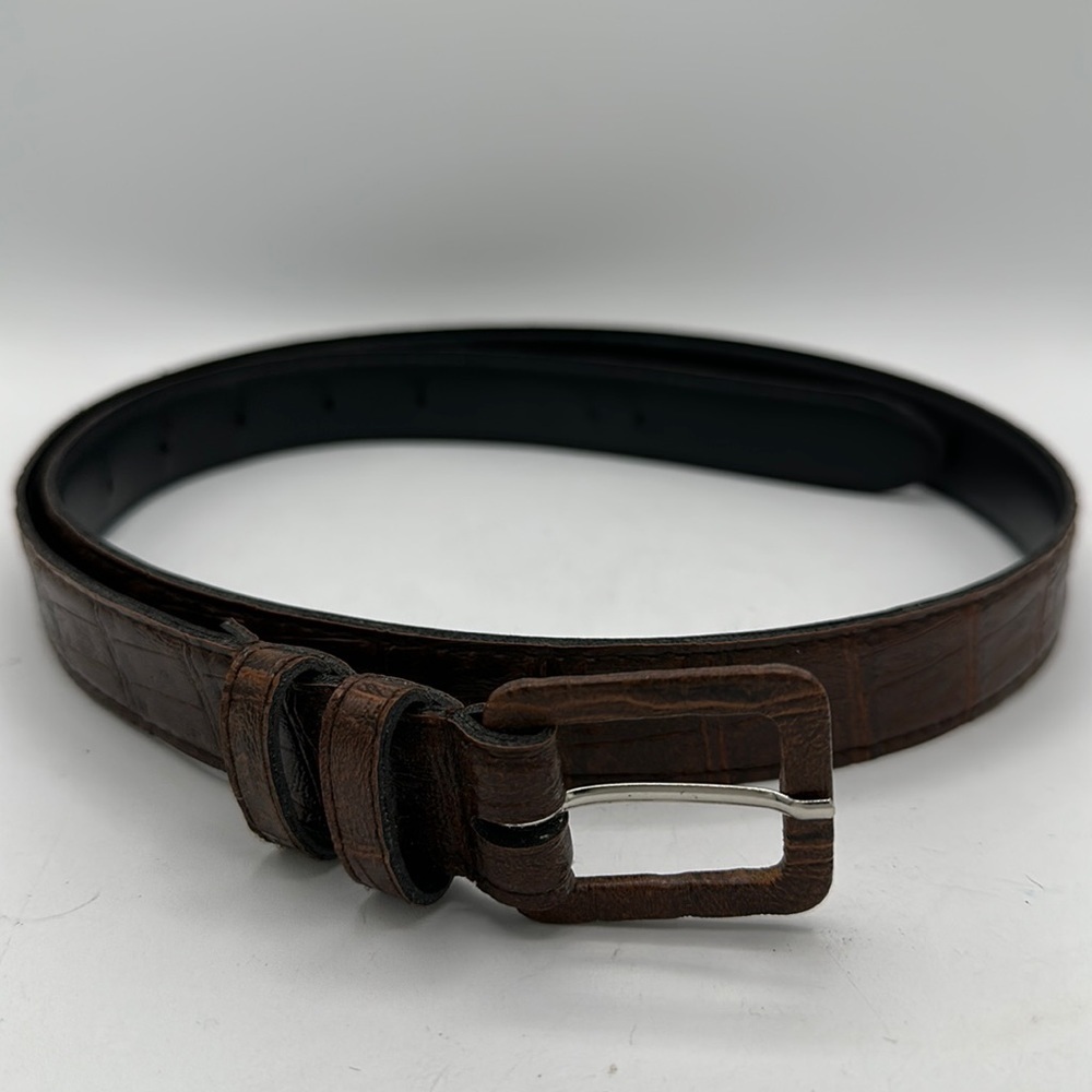 Brown crocodile print belt